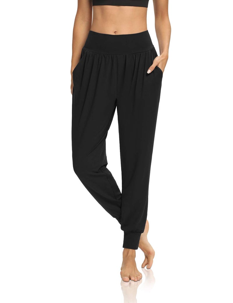 DIBAOLONG Womens Yoga Joggers Loose Workout Sweat Pants Comfy Lounge Pants with Pockets Black S - Image 1